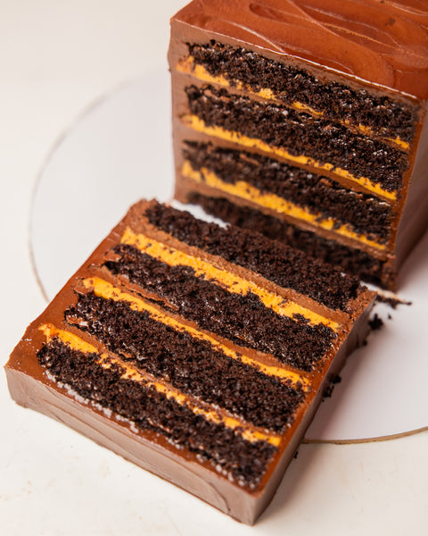 Whipped Caramel & Belgian Chocolate Cake Slice