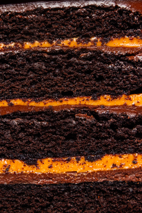 Whipped Caramel & Belgian Chocolate Cake Slice