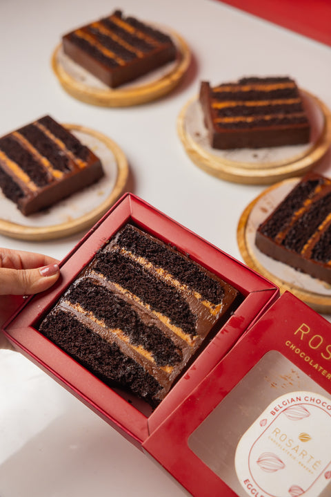 Whipped Caramel & Belgian Chocolate Cake Slice
